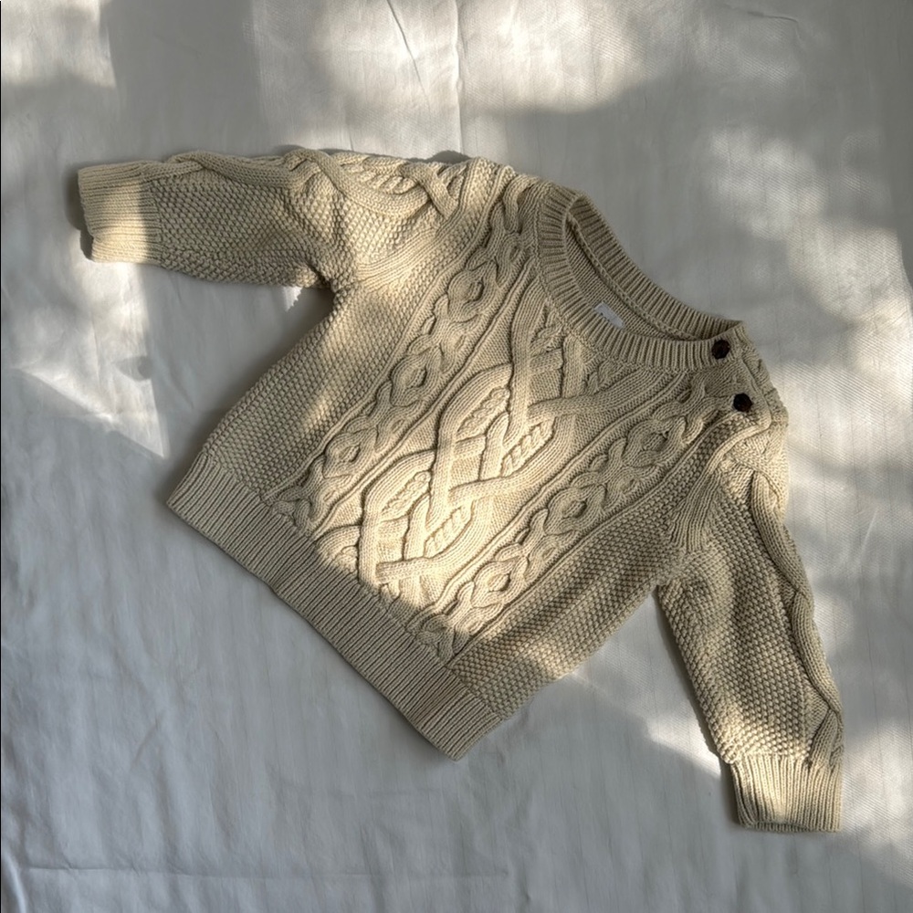 Cable Knit Cream Sweater Size 12-18 Months